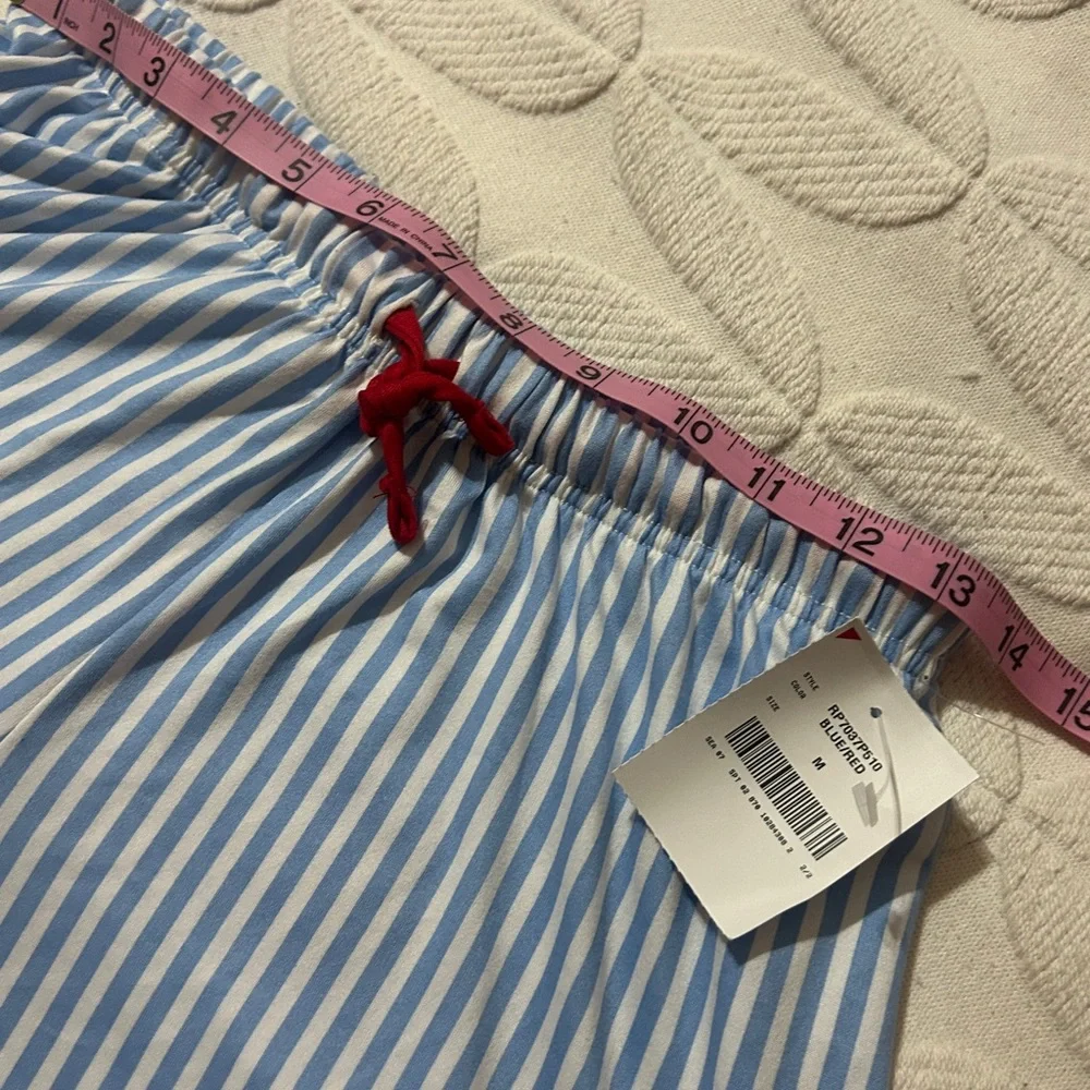 New NWT Rampage Blue and White Striped Pajama Set with Red Heart and piping. - Picture 13 of 14
